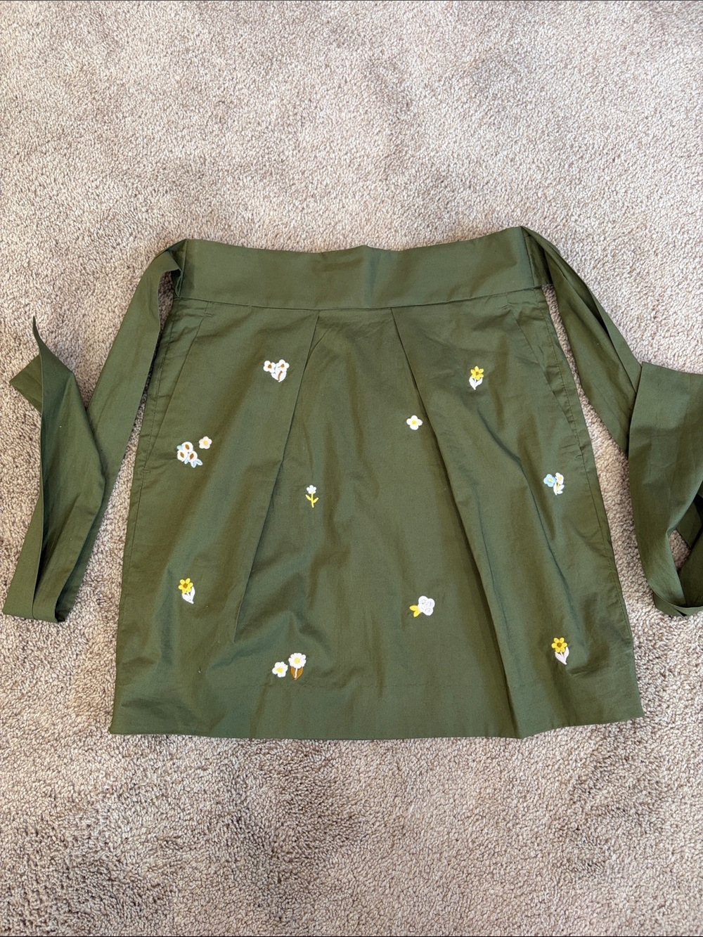 J. Crew Olive Green Floral Embroidered Skirt